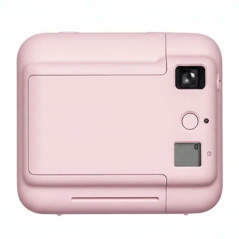 كاميرا فورية صغيرة ملونة بالوردي، مثالية لالتقاط الصور بسرعة عالية.