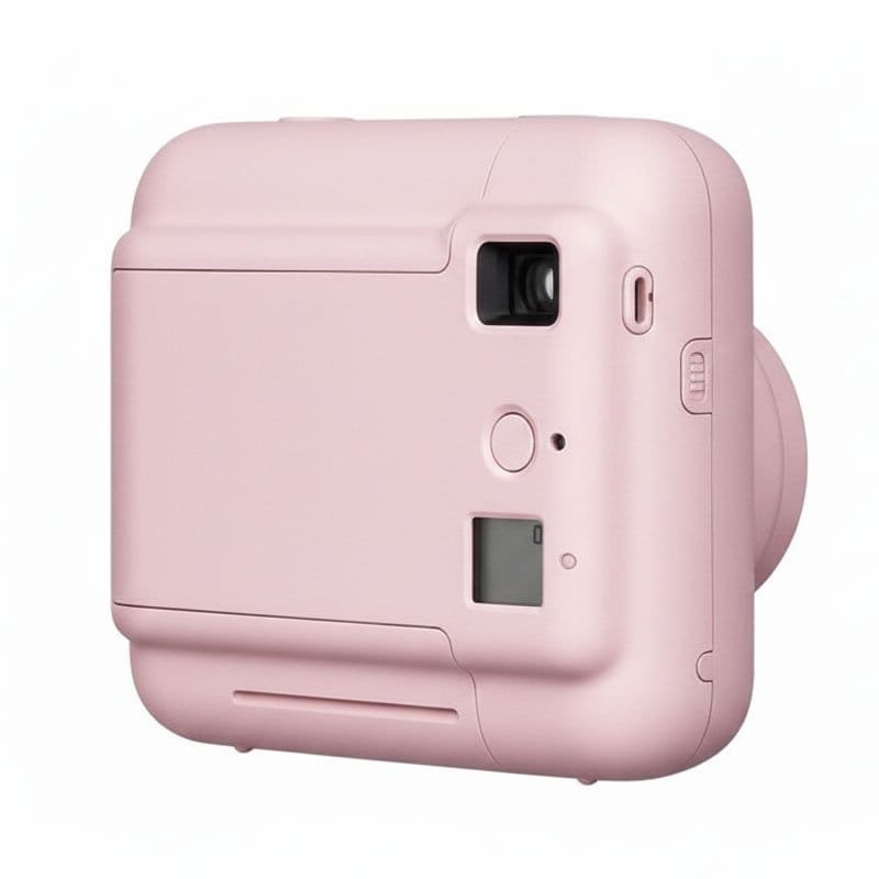 كاميرا فورية صغيرة ملونة بالوردي لاستخدامات التصوير الفوري.